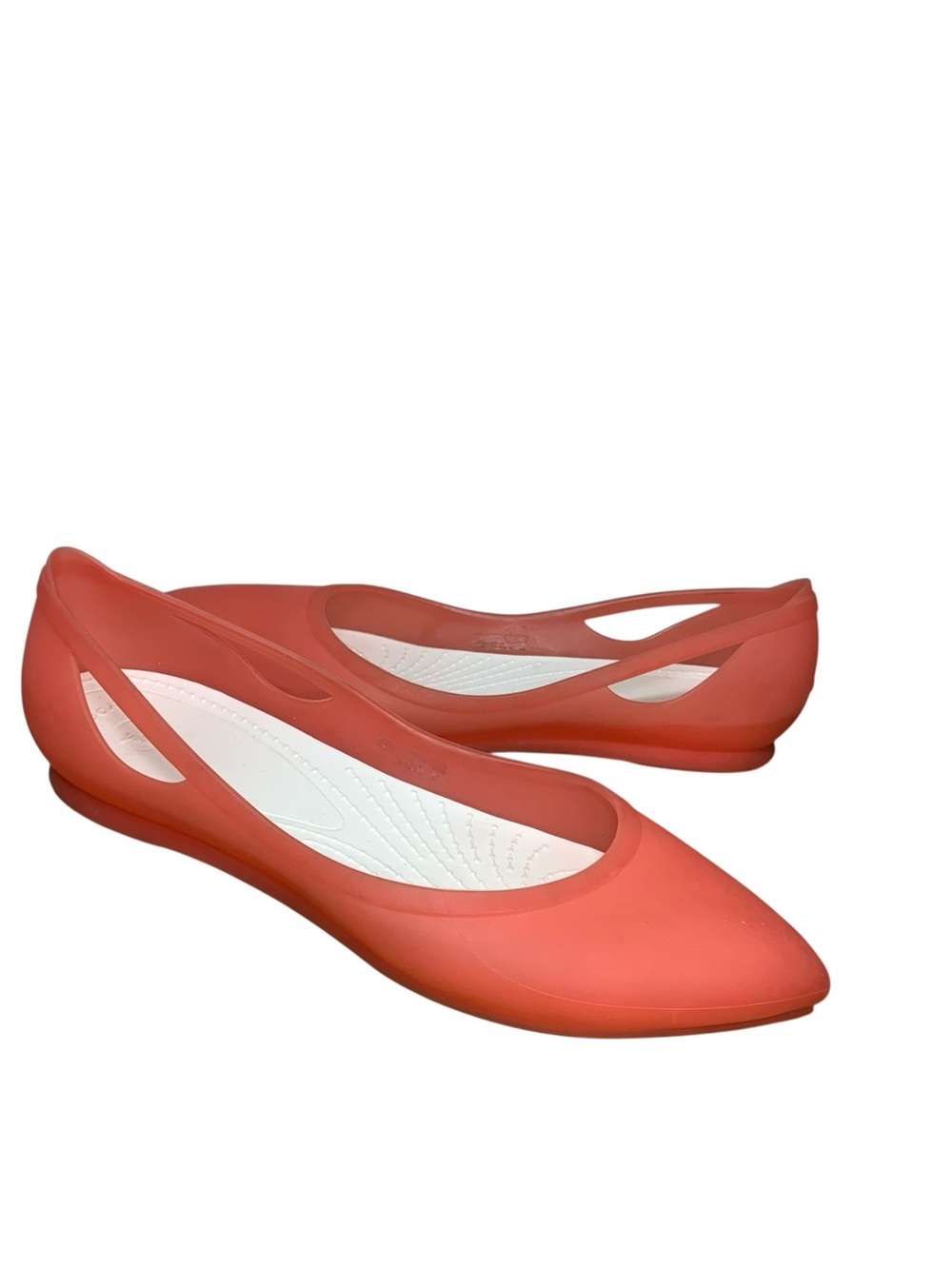 CROCS Rio Ballet Flat Coral Pointed Toe Sz 10 Waterproof Funky Summer Shoes